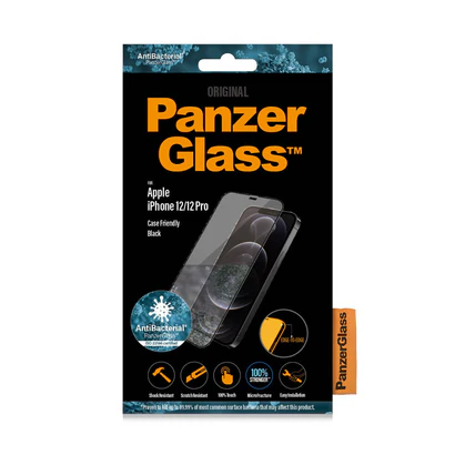 PanzerGlass iPhone 12/Pro Töskuvænt Svart