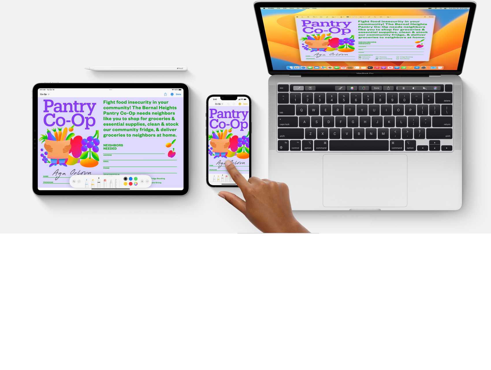 Teiknaðu með Apple Pencil eða fingri.