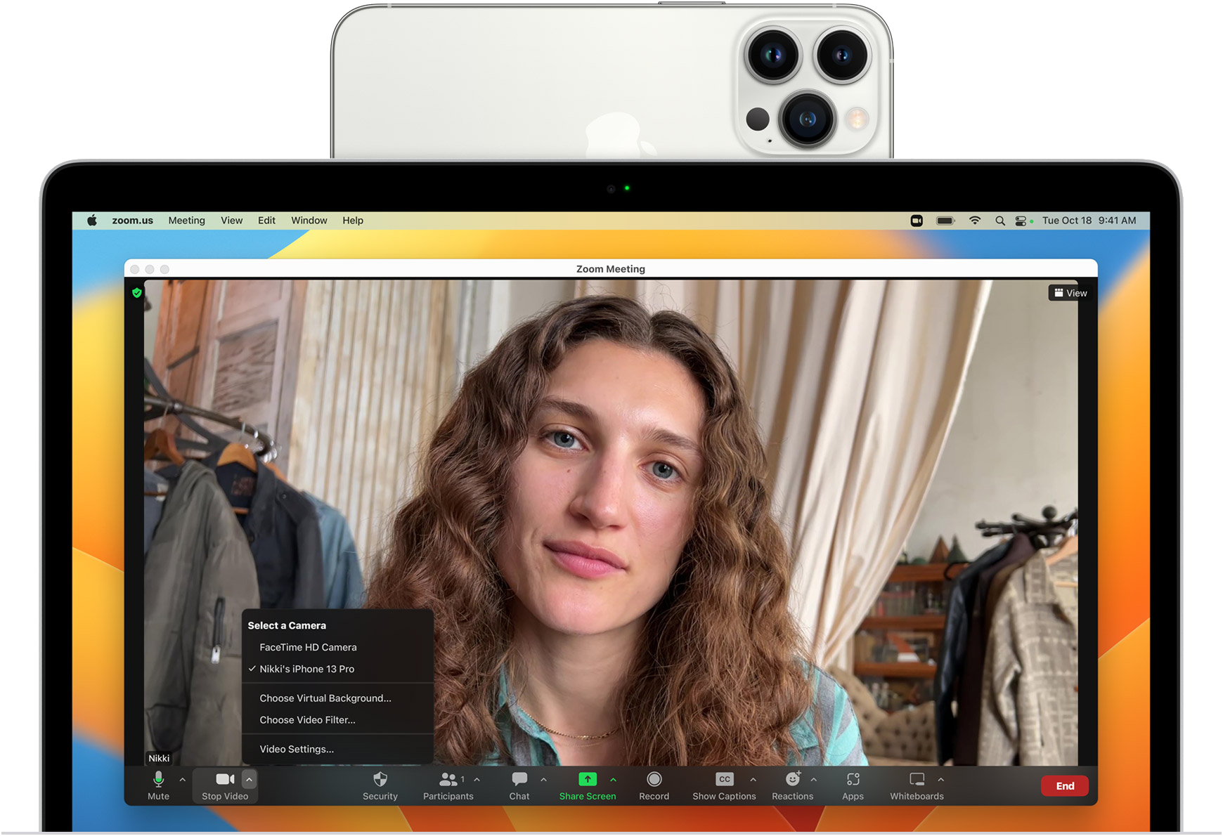 Notaðu iPhone myndavélina með Mac.